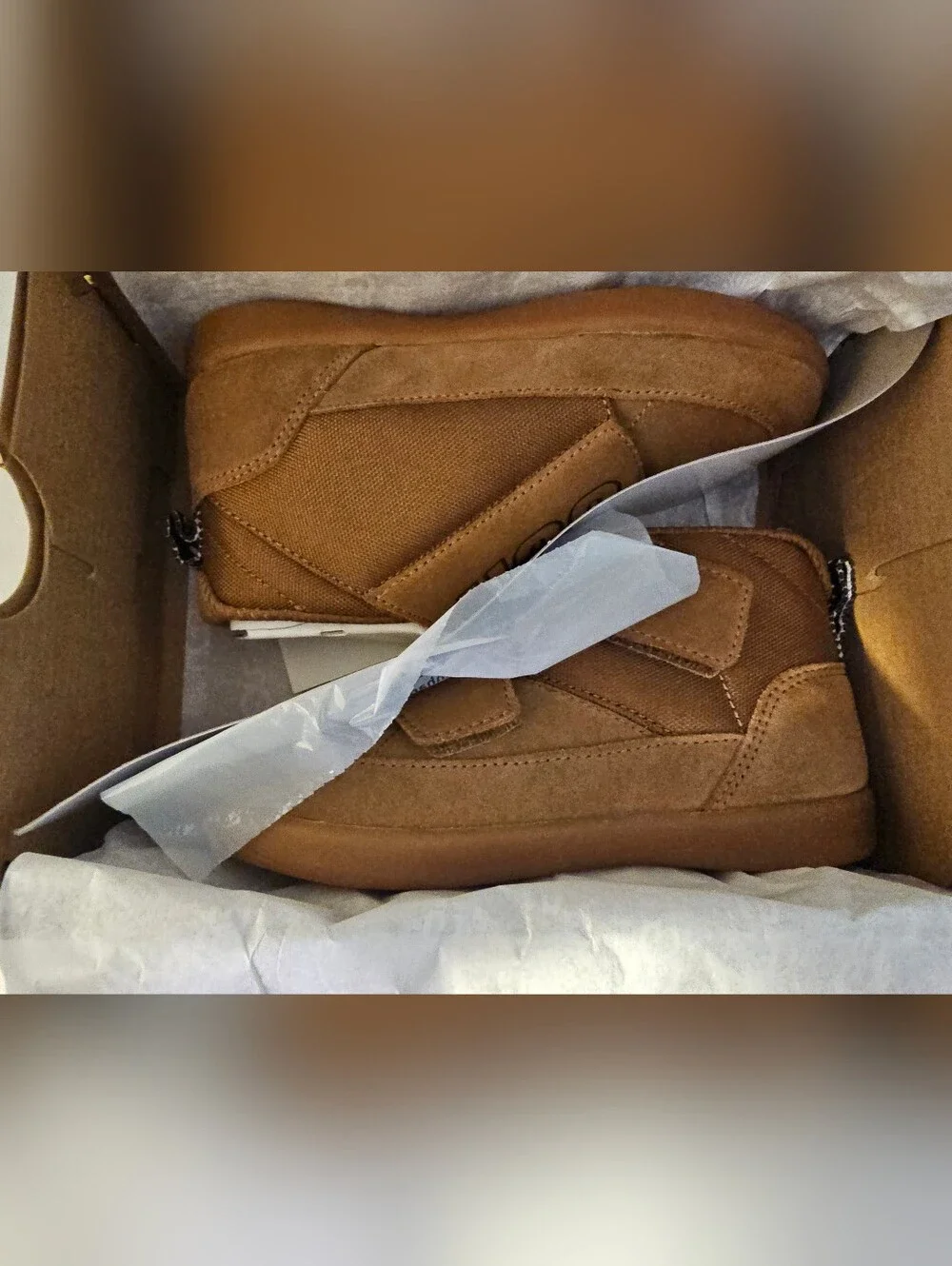 NIB UGG Kids Chestnut Suede Hook-and-Loop Boots Sz 12 Toddler
